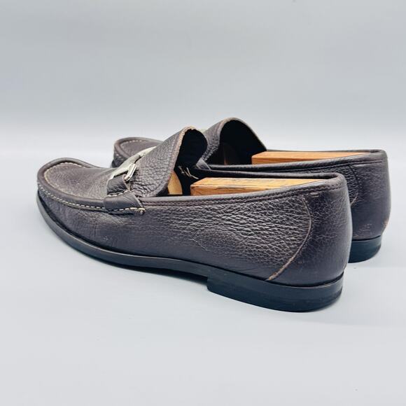 Allen Edmonds Shoes Men 9 Brown Pebbled Leather Firenze Bit Loafer Slip On Dress main image 4